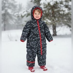 Spyder Black and Red Hooded Snowsuit, 18 mo